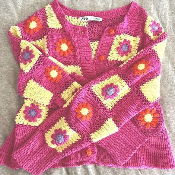 Vintage style Zara cropped crochet cardigan - Picture 1 of 3
